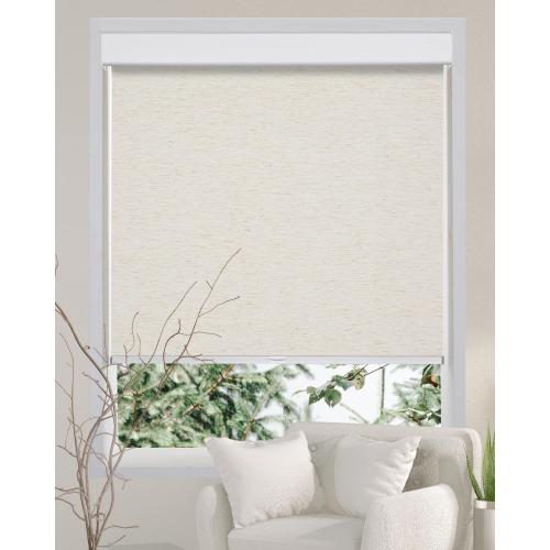 Size 34x 64 Color Brown Persilux Free-Stop Cordless 100% Blackout Roller Window Shades for Home, Natural Woven Fabric UV Protection Privacy Roller Shades for Windows Blinds for Sliding Glass Doors, Bedroom, Cream 34W x 64H