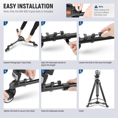NEEWER Photography Tripod Dolly, Heavy Duty 50lbs Capacity Tripod Wheels with 3 Rubber Wheels for DSLR Cameras Camcorder Photo Video Lighting