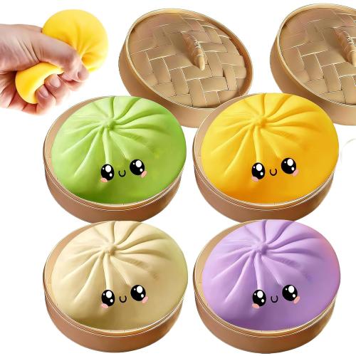 4 PCS Big Glitter Dumpling,Dumpling Squishy, Rainbow Dumplings, Cute Anxiety Relief Fidget, Soft Squeeze Decompression Dough for Adults