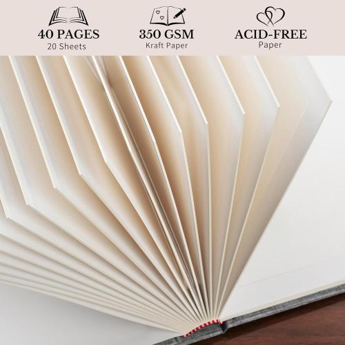 8 x 8 Inch DIY Scrapbook Album 40 Pages Linen Hardcover Kraft White Paper Scrap Book Photo Albums Memory Book for Baby Wedding Family Anniversary Photo Album (Beige, 40 pages)