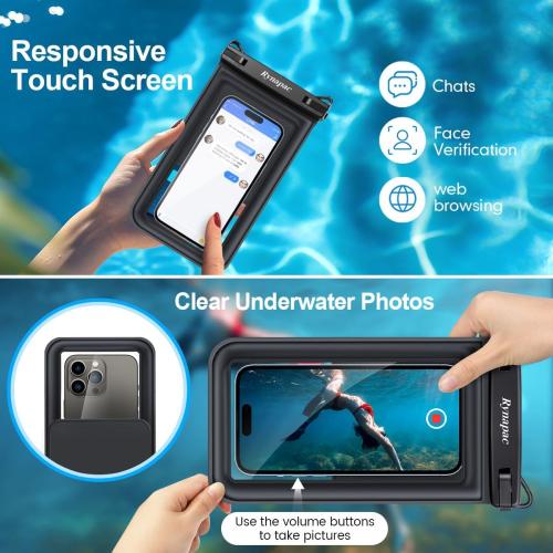 [Up to 8.5''] Floating Waterproof Phone Pouch, Double Bags Waterproof Phone Case with Lanyard for iPhone 17 16 15 Pro Max, Galaxy S25 Ultra, IPX8 Cellphone Dry Bag Beach Cruise Ship Essentials 2 Pack