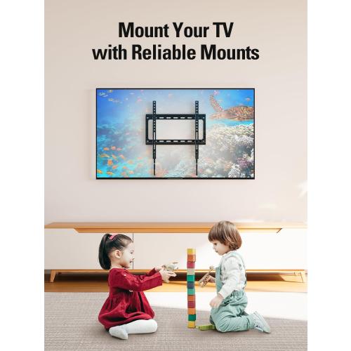 Mounting Dream TV Mount Fixed for Most 26-60 Inch LED, LCD and Plasma TVs, TV Wall Mount TVs Bracket up to VESA 400x400mm and 100 LBS Loading Capacity, Low Profile and Space Saving Flat Mount MD2361-K
