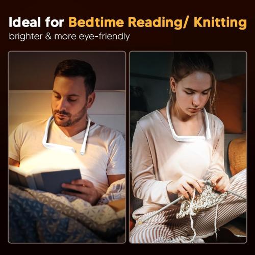 Neck Light, Rechargeable Book Light for Reading, Bright Dual Lamps