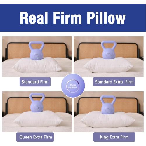 Shatex Extra Firm Pillow Standard Size 26 x 20 inch, Bed Pillow with Adjustable Insert Provides Stronger Support - for Back, Stomach & Side Sleepers,Super Firm
