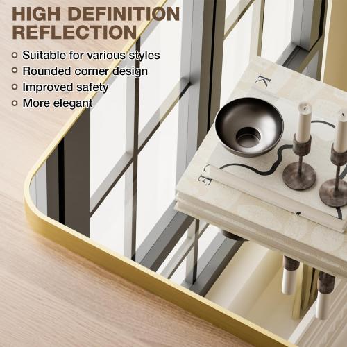 24x36 Inch Bathroom Mirrors for Over Sink, Brushed Gold Rectangle Mirror for Bathroom or Entryway, Wall Mounted Vanity Mirror with Aluminum Alloy Frame & Tempered Glass, Hangs Horizontally/Vertically