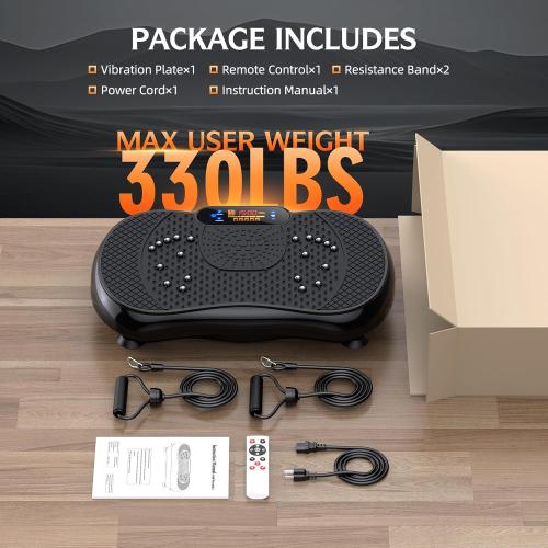 Vibration Plate Exercise Machine, PBYRD Lymphatic Drainage Machine for Weight Loss, Full Body Workout Vibrate Fitness Platform, Helps Toning Shaping Wellness Home Gyms Workout - Max User Weight 330lbs