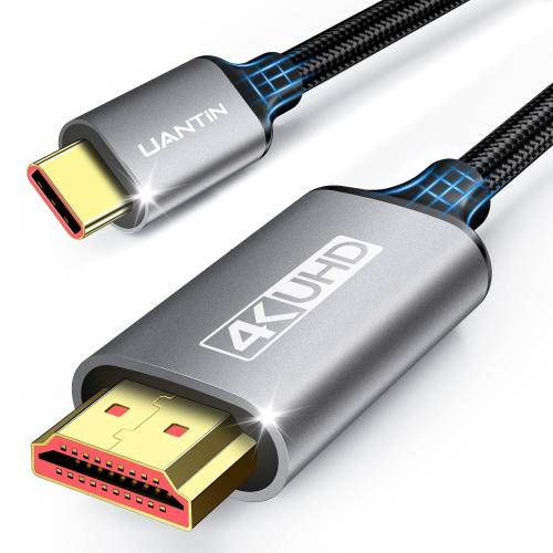 UANTIN USB C to HDMI Cable 6Ft for Home Office 4K High-Speed | USBC to HDMI Braided Cord [Thunderbolt 3/4/5 Compatible] with MacBook Neo, Galaxy S9 to S25, iPhone 17 Pro/Max, iPad, Surface