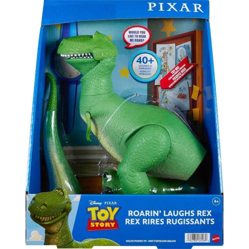 Mattel Disney and Pixar Toy Story Talking Dinosaur Action Figure with Movng Arms, Roarin’ Laughs Rex Dino Toy, 10.8-inch T Rex with 40  Sounds & Phrases