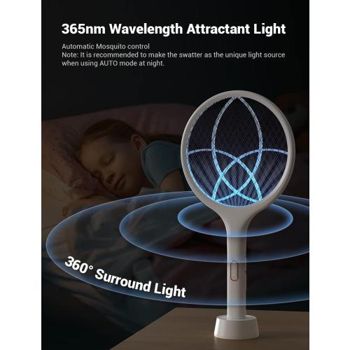 YISSVIC Electric Fly Swatter 4000V Bug Zapper Racket Dual Modes Mosquito Killer with Purple Mosquito Light Rechargeable for Indoor Home Office Backyard Patio Camping