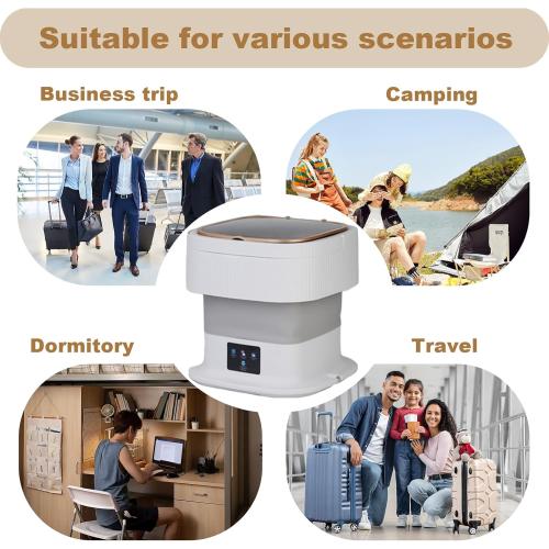 18L Portable Washing Machine, Foldable Mini Washer with 3 Modes, Small Laundry Washer for Clothes, Underwear, Apartments and Travel (Gray)