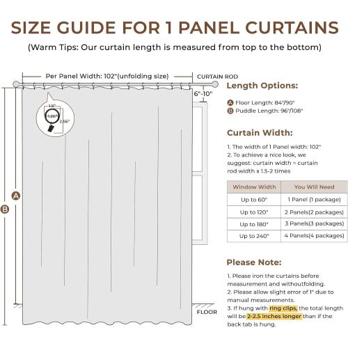INOVADAY Linen Textured 100% Blackout Sliding Door Curtains 102x84 Beige