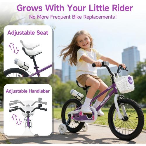 WinHope 12-18 Inch Kids Bike with Light up Training Wheels for Boys Girls