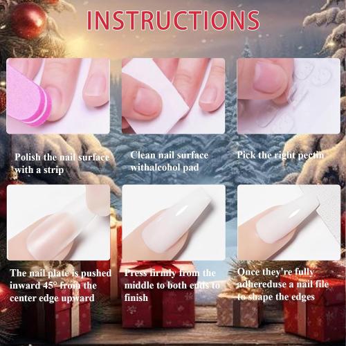 24Pcs Christmas Almond Fake Nails Short Press on Nails Pink Green Golden Acrylic Nails French Tip with Xmas Tree Glossy Glitter Glue on Nails Winter Stick on Nails Christmas Nails for Women