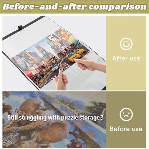 Color Black YMNLWZ Puzzle Storage Folder for 1000-Pieces, Keeping Large Capacity Jigsaw Puzzles, Space-Saving Organizer Accessory, Portable keeper with 20 Pockets, Dustproof & Protective Puzzles Accessory