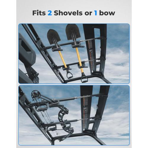 KEMIMOTO UTV Overhead Tool Holder, Hunting Tool and Bow Rack for 23 - 32 in Roll Bars Depth, Compatible with Polaris Ranger, Mule