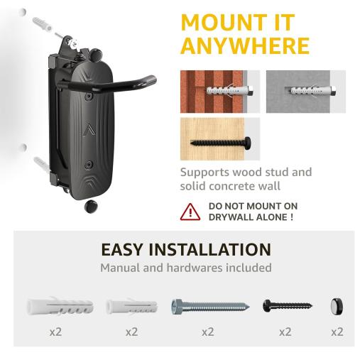 monTEK Swivel Bike Wall Mount, Bike Hangers for Garage, Space-Saving Vertical Bike Rack, Sturdy Bike Storage Rack Holds Up to 66lbs, Easy to Install, 4 Pack