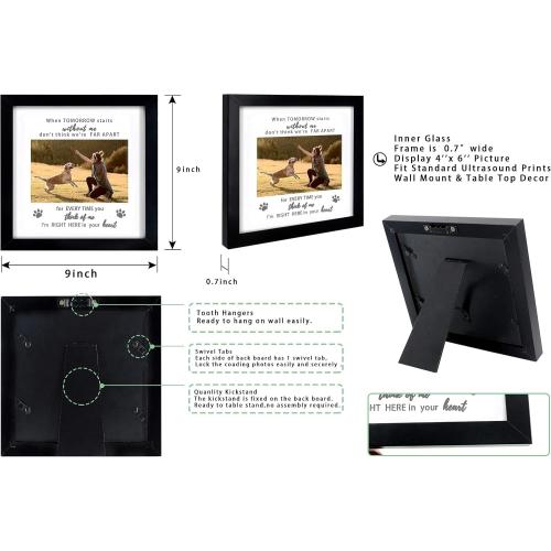 KCRasan Pet Memorial Picture Frame, Sympathy Gift, Dog Cat Tribute,Black