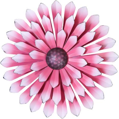 AHYS Metal Flowers Wall Decor Indoor Outdoor Metal Wall Art for Farmhouse Home Living Room Bedroom Bathroom Garden Decor – Pink