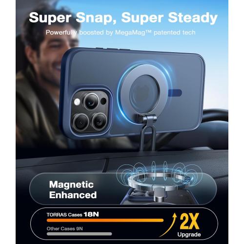 TORRAS Magnetic Shockproof for iPhone 16 Pro Max Case, [4X Military-Grade Protection] [Compatible with MagSafe] Translucent Case for iPhone 16 Pro Max Anti-Scratch Guardian 6.9