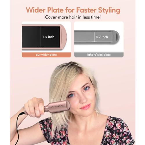 Farery Mini Flat Iron, 1.5 Inch Travel Hair Straightener for Short Hair