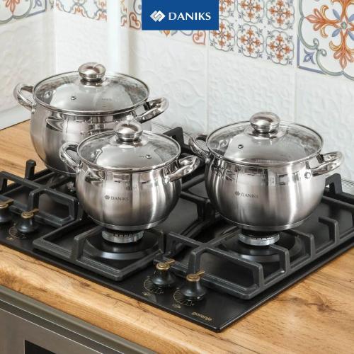 hivvago 12 piece pots and pans set tempered glass lids and handles silver