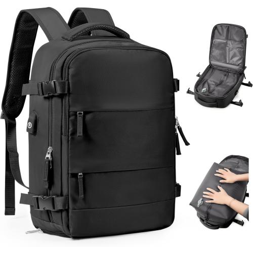 Black Vacuum Backpack Travel Laptop Backpacks For Women Men Carry On Backpack With Vacuum Compression Bags Seal Packing Personal Item Travel Bag Vacpack Backpacks Without Pump