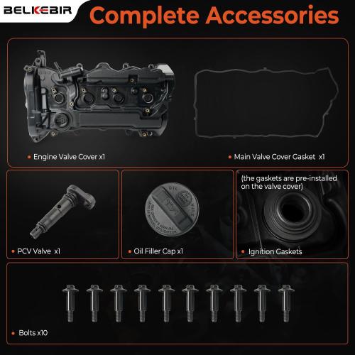 Engine Valve Cover with Gasket Compatible with 2013-2017 Honda Accord 2015-2019 Honda CR-V 2.4L Replace 12310-RDF-A01, 12310RDFA01