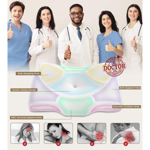 Osteo Cervical Pillow for Neck Pain Relief, Hollow Design Odorless Memory Foam Pillows with Cooling Case, Adjustable Orthopedic Bed Pillow for Sleeping, Support for Side Back Sleepers