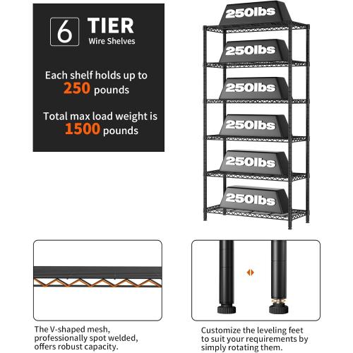 SINGAYE Shelf Closet Wire Shelving：Adjustable Metal Unit for Laundry Room Organization Bathroom Kitchen Home Garage Storage Pantry Rack Shelves