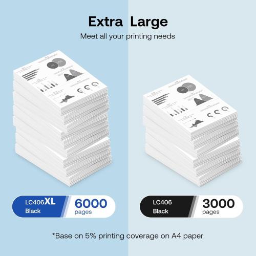 LC406XL Black Ink Cartridges Compatible for Brother LC406XL LC406 High Yield Work with Brother MFC-J4535DW MFC-J4335DW MFC-J5855DW MFC-J6555DW MFC-J6955DW Printer(2 Pack)