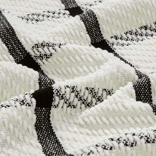 Farmhouse Breathable Soft and Warm Chenille Plaid Throw Blanket for Sofa Couch Bed, Home Decoration Throw with Tassles (Black & White)