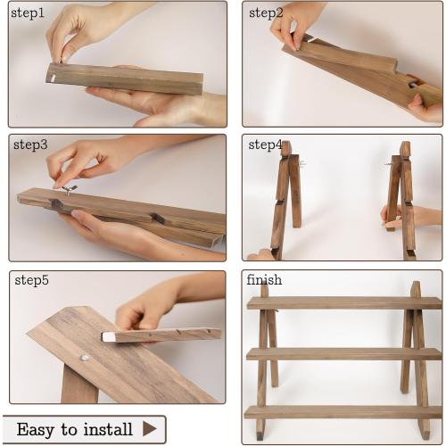 51pcs 3-Tier Wood Earring Display Stand, Retail Jewelry Card Stand with Groove   50 Cards Portable Ring Organizer Holder Showcase Racks for Business Home Using