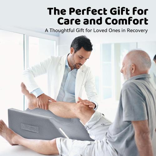Grey Leg Elevation Pillow,Leg Wedge Pillows for After Surgery,Injury and Rest,Memory Foam Elevating Pillow for Legs Sweeling and Sleeping Blood Circulation,Legs Pain Relief Recovery