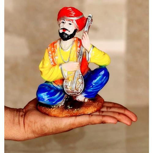 Set of 6 Size 6.6 eSplanade Resin Rajasthani Punjabi Musical Folks Showpiece Figurine Sculpture (Set of 6) | Decorative Items - Home Decor | Multicolour - 6.6 Inches (Yellow Multi)