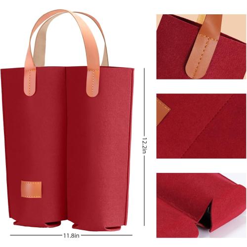 Wine Bags - 2 Bottle Felt Gift Bags for Wine, Perfect for Birthday, Wedding, Graduation, Christmas & Thanksgiving