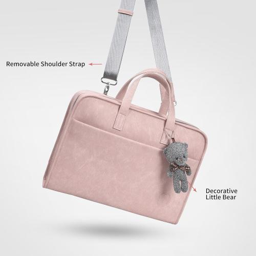 Protective Sleeve Case Bag Compatible with MacBook Pro 16 Inch, 15.6 inch, HP, Dell, Acer Aspire, Asus Notebook, Computer Bag with Shoulder Strap,Pocket,Handle, Pink