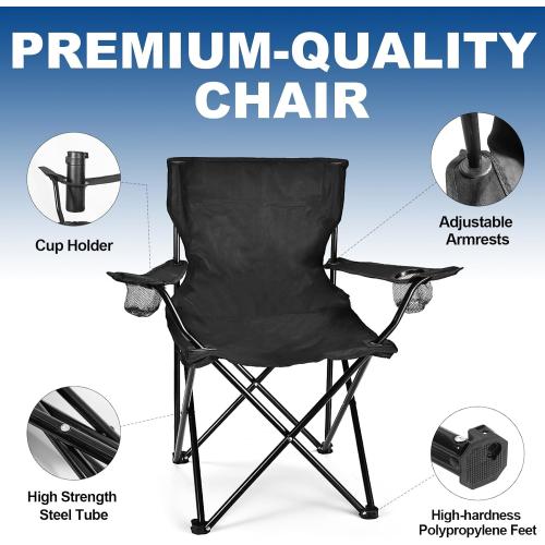 2 Pack Lightweight Camping Chairs for Adults & Teens, 250LBS Capacity Foldable Portable Chairs with Carry Bag, Compact Design for Camping, Beach, Picnics, and Outdoor Events