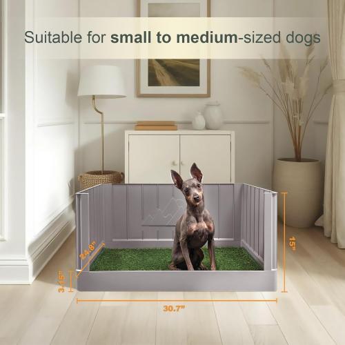 Dog Grass Pad with Tray, Indoor Dog Potty, Litter Box with High Walls, Artificial Grass for Dogs, Pee Pad Holder, Potty Training Tray with Reusable Turf Patch, for Apartments & Balconies