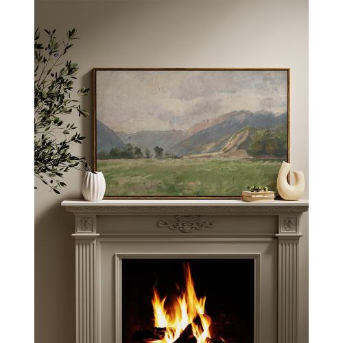 InSimSea Framed Canvas Wall Art Vintage Decor, Prairie Mountain Landscape Paintings, Large Prints, Farmhouse Decor, Natural Scenery Hanging Wall Decorations for Living Room Bedroom, 24x36