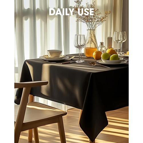 Pureegg Rectangle Table Cloth 60 x 102 – Durable Polyester Tablecloth Offers Reusable & Washable Protection, Ideal for Outdoor Party, Picnic, Wedding, Banquet and Birthday, 2 Pack, Black