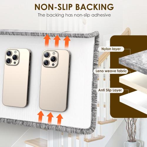 Bullnose Stair Treads for Wooden Steps, Non Slip Stair Carpet for Indoor Runner and Pets, Soft Edging Staircase Protectors Reusable, Washable, 29.5x9.5x1.5 14pcs, Grey