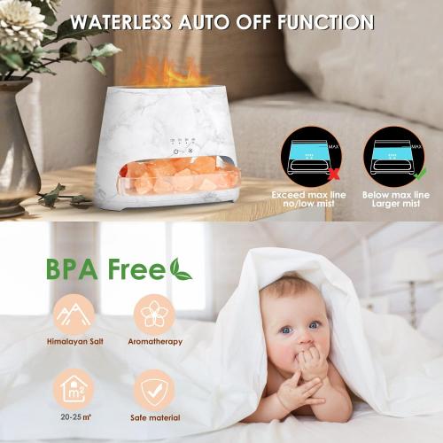 SALKING 2-in-1 Ultrasonic Essential Oil Diffuser & Himalayan Salt Lamp, Aromatherapy Diffuser Cool Mist Humidifier with 3 Brightness, Salt Therapy Lamp, 100% Pure Himalayan Salt Rock, 150ml (Marble)