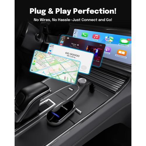 ZUCWO 2-in-1 Wireless CarPlay Adapter and Android Auto Adapter – Converts Wired to Wireless for Cars 2016 , Plug & Play, USB-A to USB-C for iOS10 /Android 11