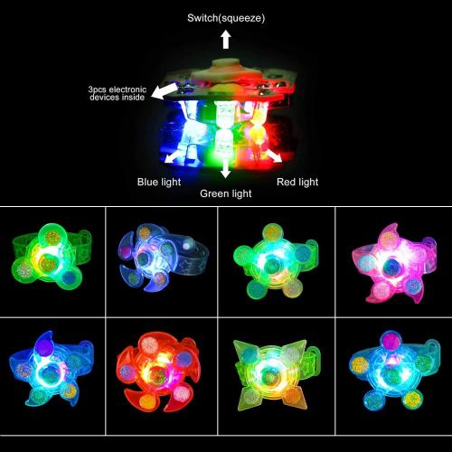 10 Pack LED Light Up Fidget Spinner Bracelets Favors For Kids 4-8 8-12,Glow in The Dark Party Supplies,Birthday Gifts,Treasure Box Toys for Classroom,Carnival Prizes,Pinata Goodie Bags Stuffers
