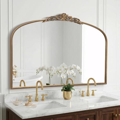 Micasso Large Vintage Gold Mirror: 48x33 Baroque Antique Wall Mirror | Traditional Ornate French Decorative Arched Mirror for Bedroom/Bathroom/Fireplace/Entryway/Hallway/Living Room/Dining Room