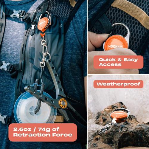 HOOK-EZE Fly Fishing Zinger Retractor for Anglers Vest, Pack of 3 - Fishing Gear and Equipment for Nippers, Forceps, Fly Float Ant, Belt Loops & Backpack