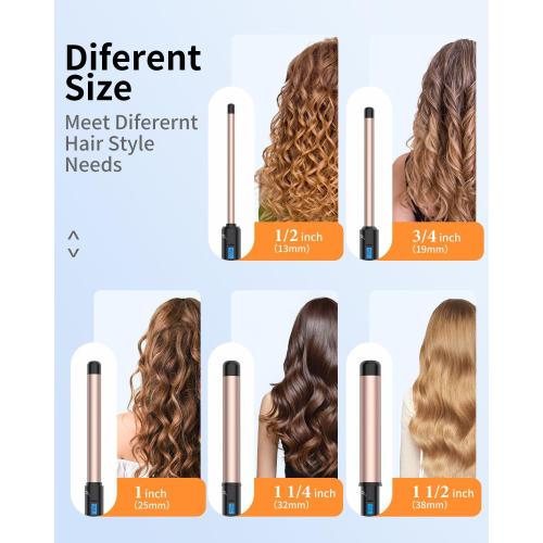1 1/2 Inch Large Curling Wand for Long Hair, 1.5 Inch Dual Voltage Hair Curling Iron Wand Ceramic Extra Long Barrel,10 Adjustable Temp