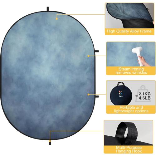 Kate 5x6.5ft(1.5x2m) Collapsible Backdrop Blue Black Pop up Backgrounds Folding Photography Backdrops Photoshoot Prop