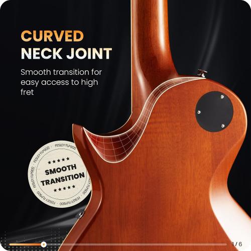 Fesley LP Electric Guitar with Arched Top:39 Solid Body Electric Guitars with Mahogany Body/Rosewood Fretboard,Electric Guitar with Humbucker Pickups,Guitarra Eléctrica with Alice String,Sunburst