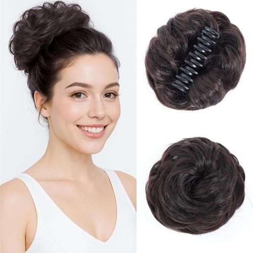 Messy Bun Hair Piece, Claw Clip Bun Hair Pieces for women, Curly Fake Buns Tousled Updo Hairs Extensions for Daily Wear and Special Occasions (M2/33#, 1 Count)